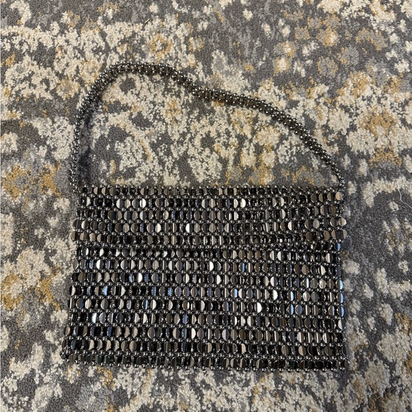 Zara Handbags - Zara Black and Silver Beaded Shoulder Bag